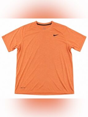 Nike Mens Dri-FIT‎ Short Sleeve Training Tee Orange Heather Black Swoosh M